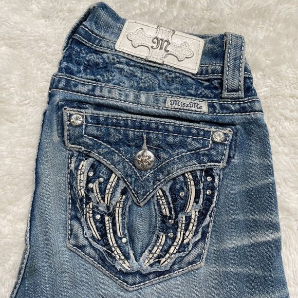 Miss Me Women's Blue Standard Skinny Cotton Jeans Size 26x29.5'' - Picture 1 of 12